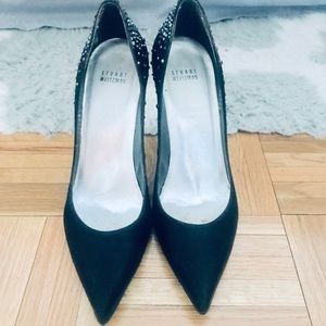 Stuart Weitzman Crystal/Black Stilettos